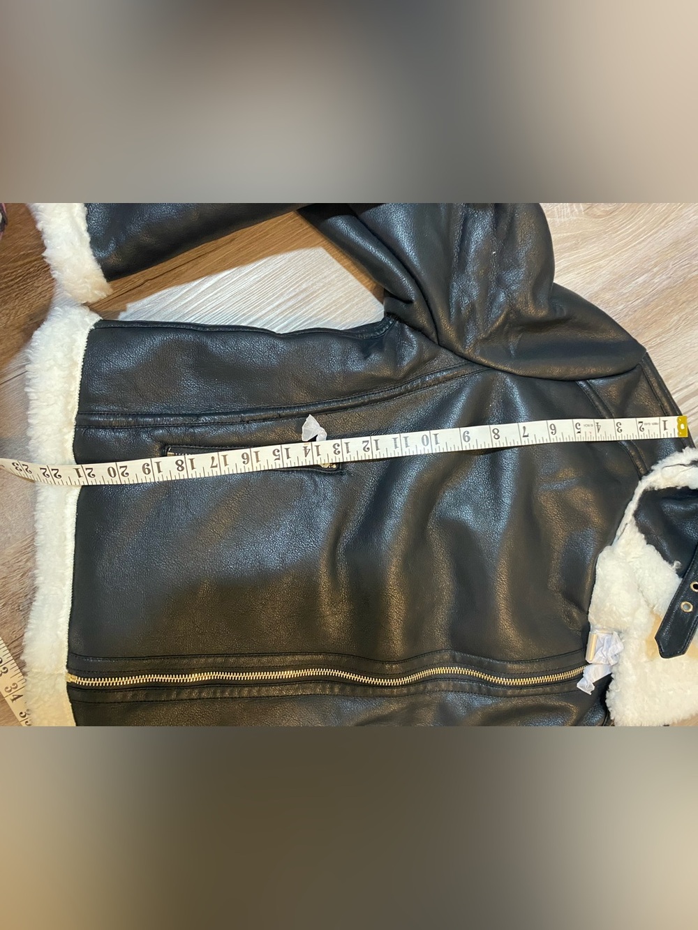 Faux Leather Sherpa Lined Slim Winter Coat Jacket Juniors / Woman's Size Small - Picture 15 of 16